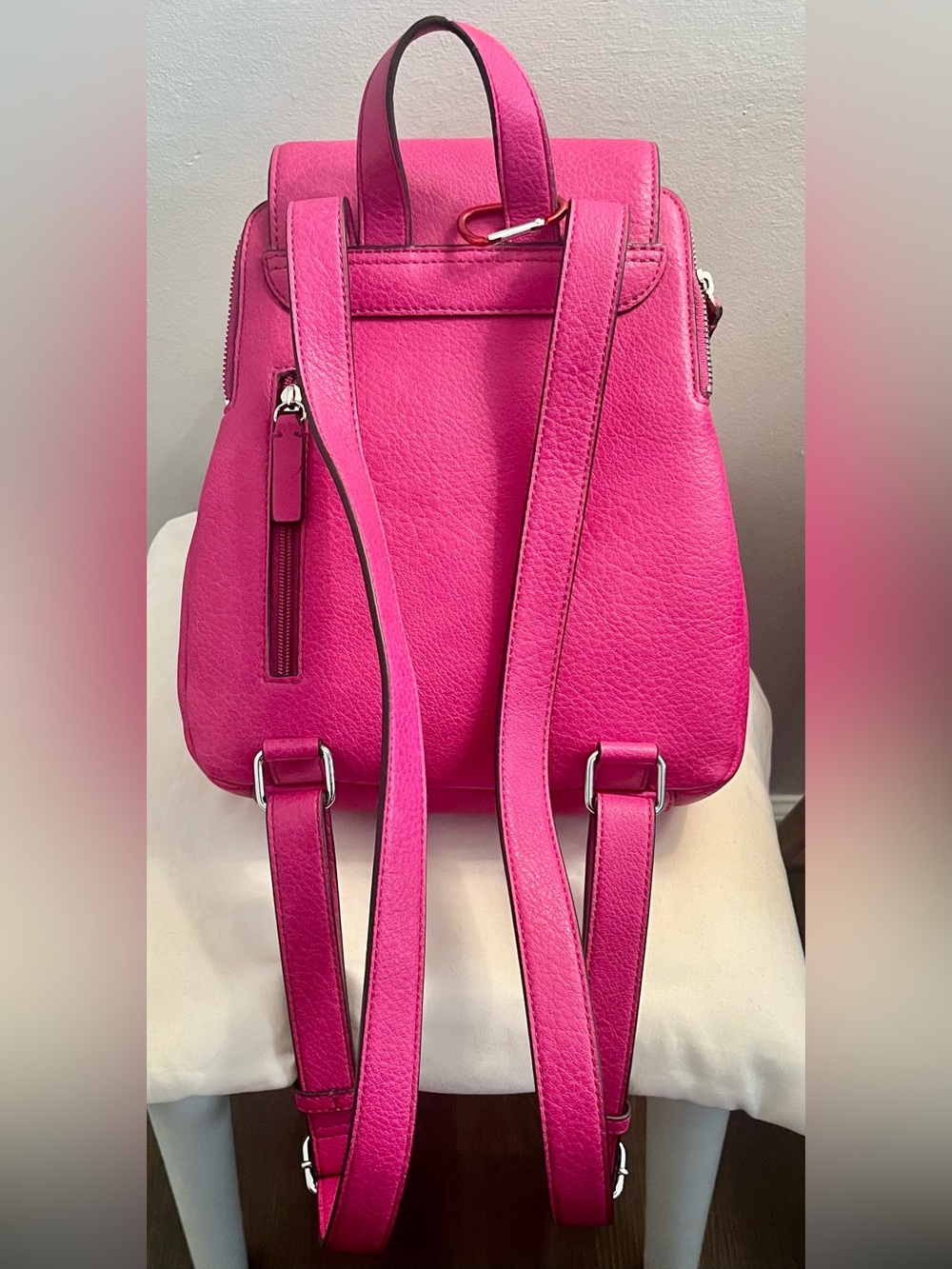 Calvin Klein Magenta (Elaine) Bubble Lamb Novelty Key Item Flap Backpack. - Picture 2 of 6